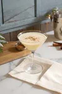 eggnog martini finished with a light dusting of nutmeg
