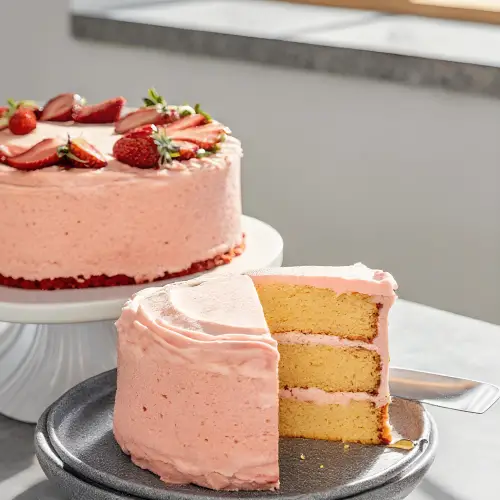 strawberry cake finished dish