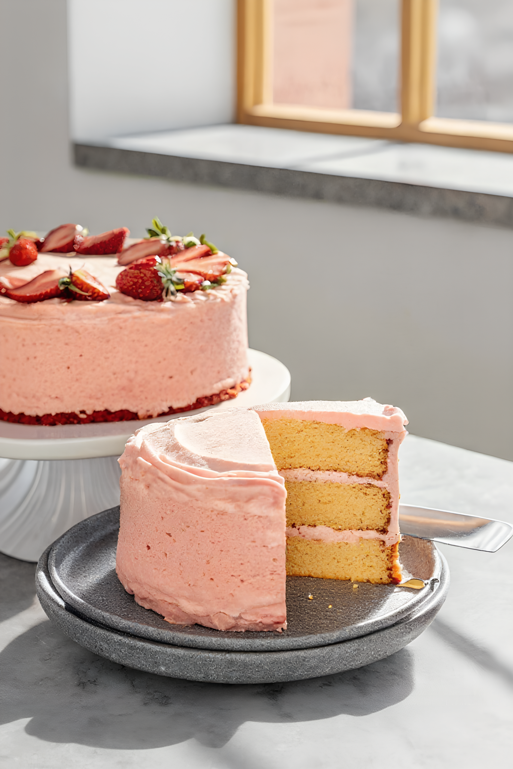 strawberry cake finished dish