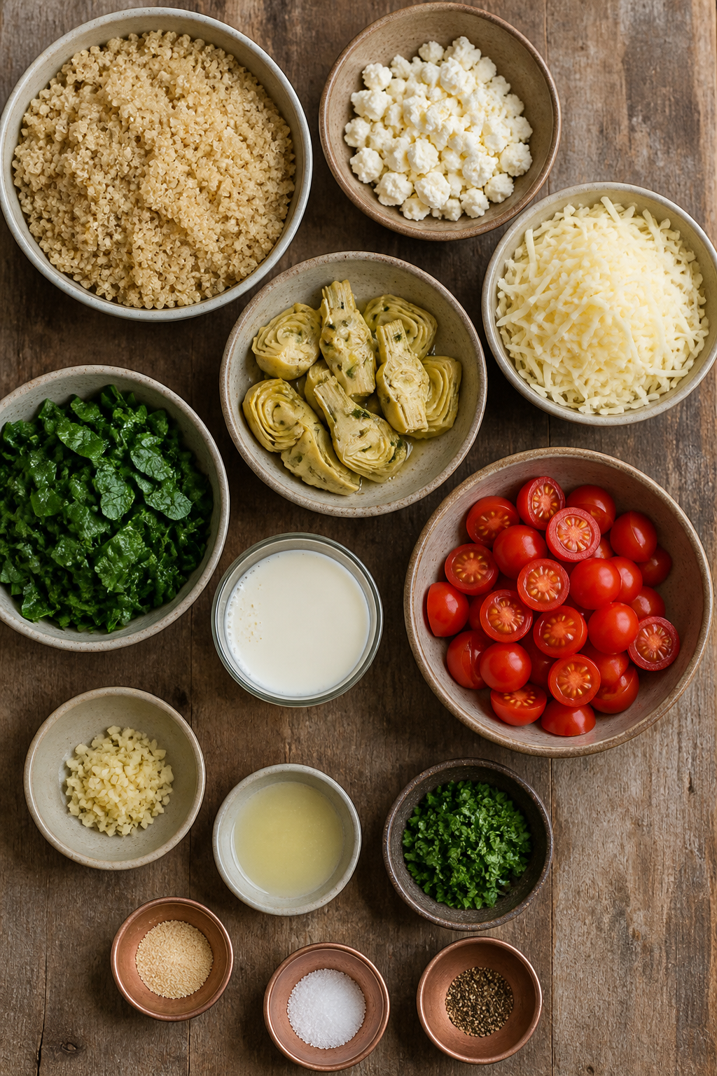 Greek baked quinoa ingredients