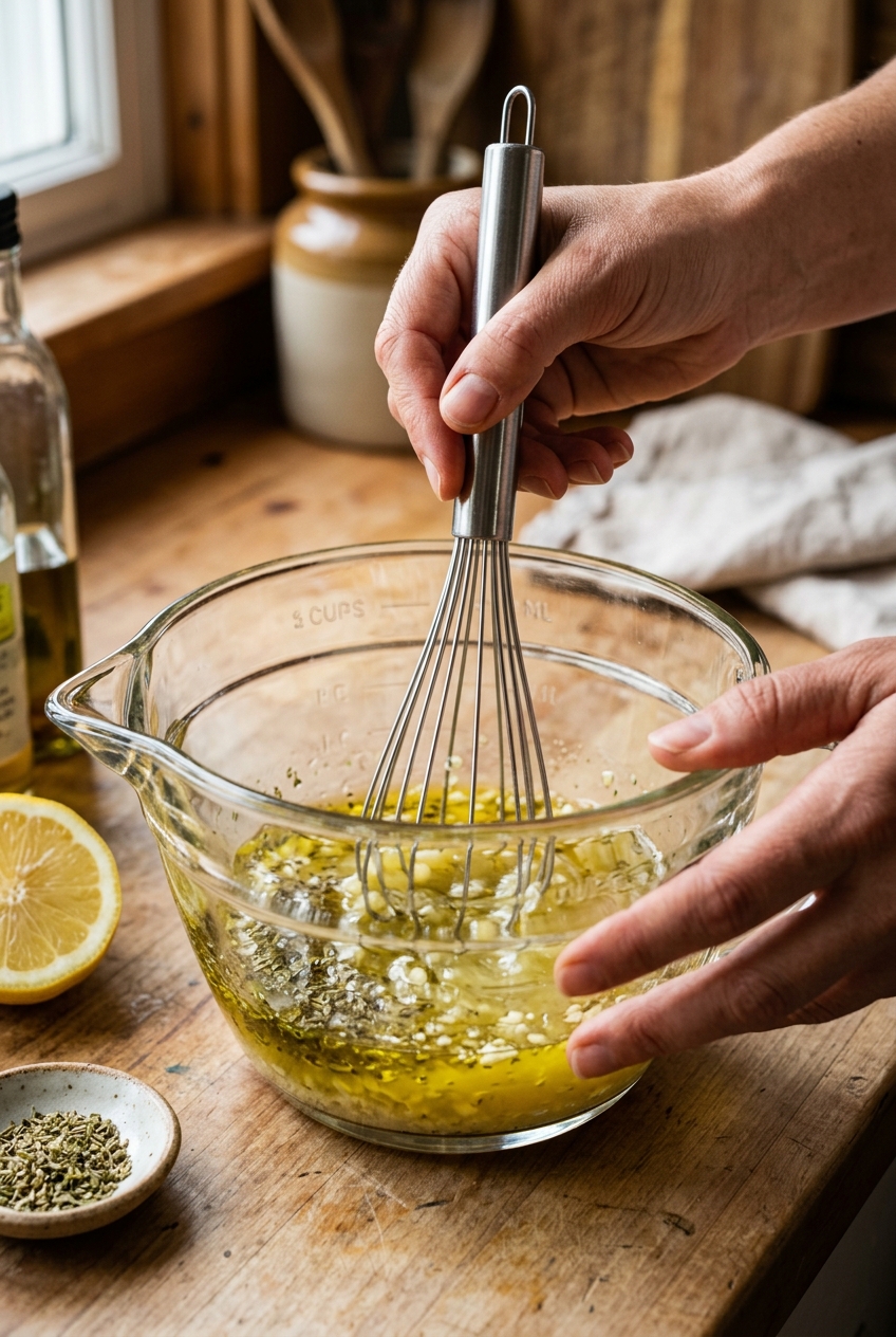 Preparation step for lemon garlic chicken marinade