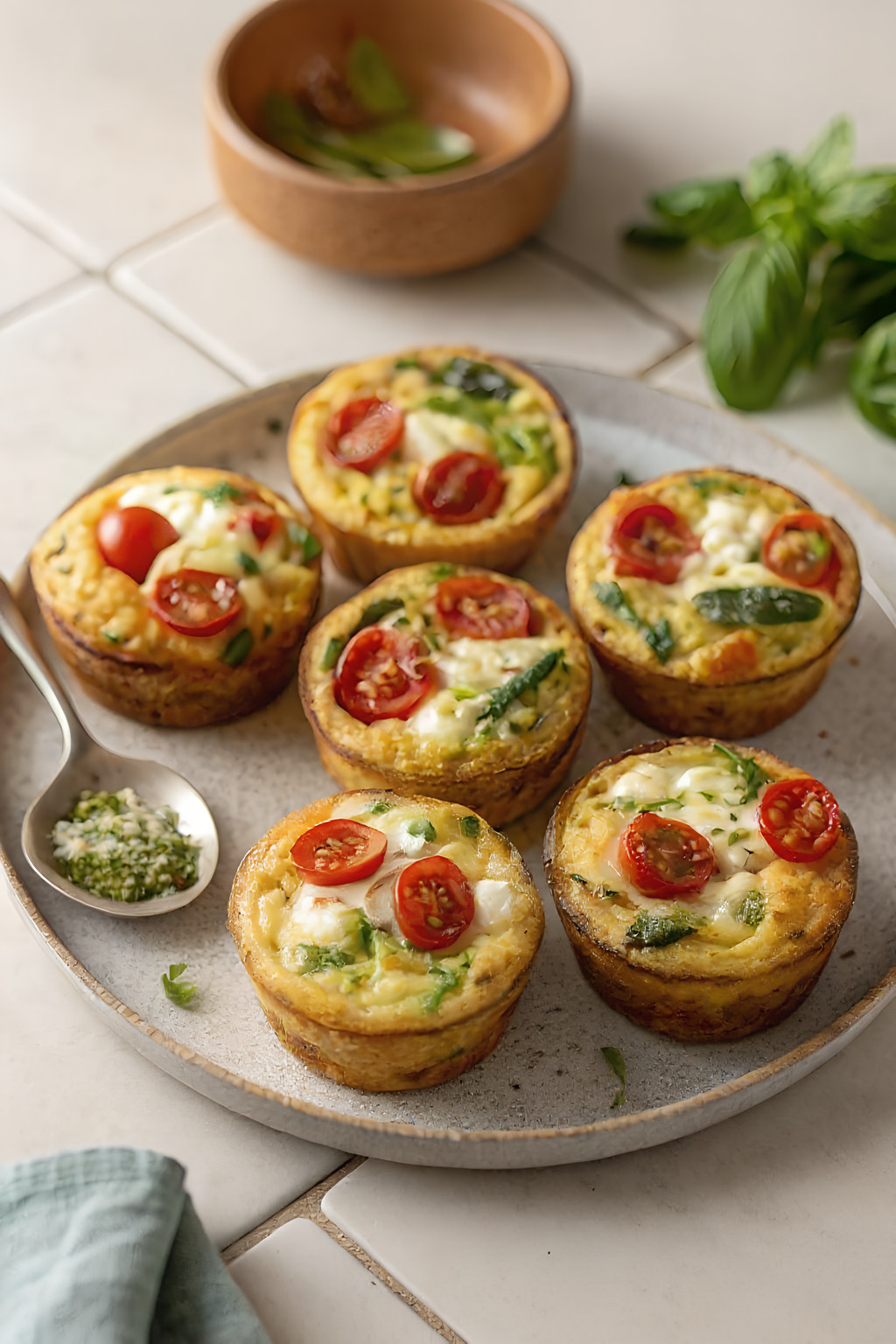 Close view of the finished healthy egg muffins