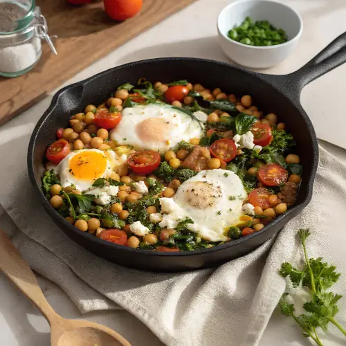 Mediterranean Chickpea Breakfast Skillet finished dish
