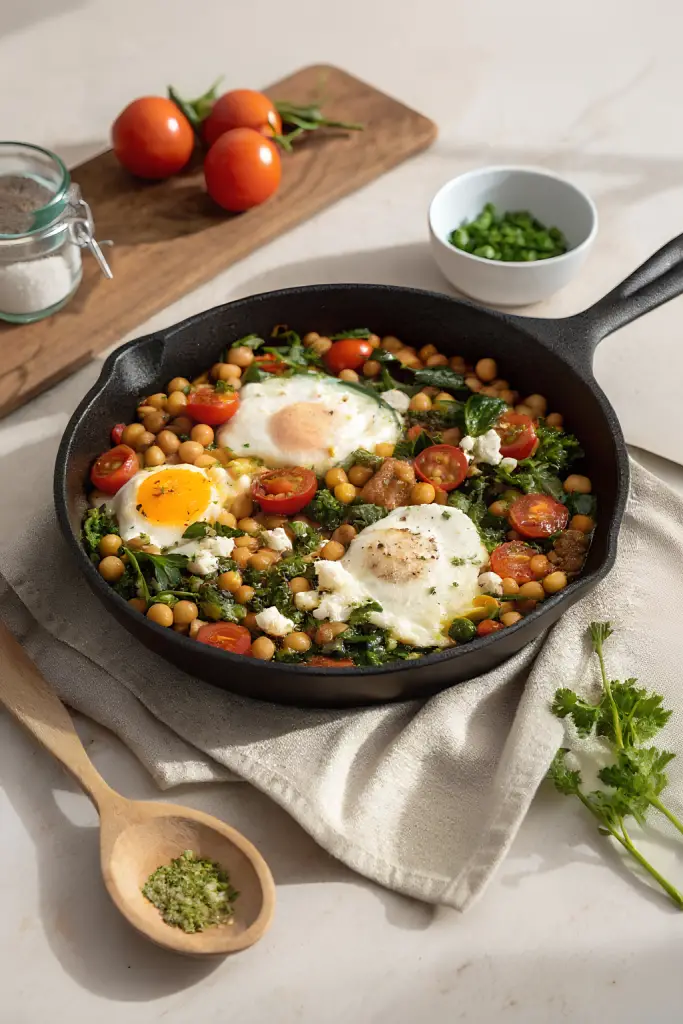 Mediterranean Chickpea Breakfast Skillet finished dish