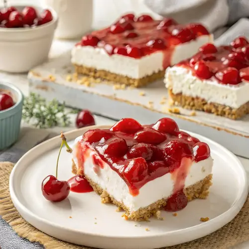 Finished no bake cherry delight in the reserved kitchen scene