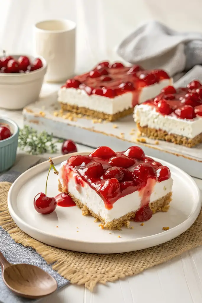 Finished no bake cherry delight in the reserved kitchen scene