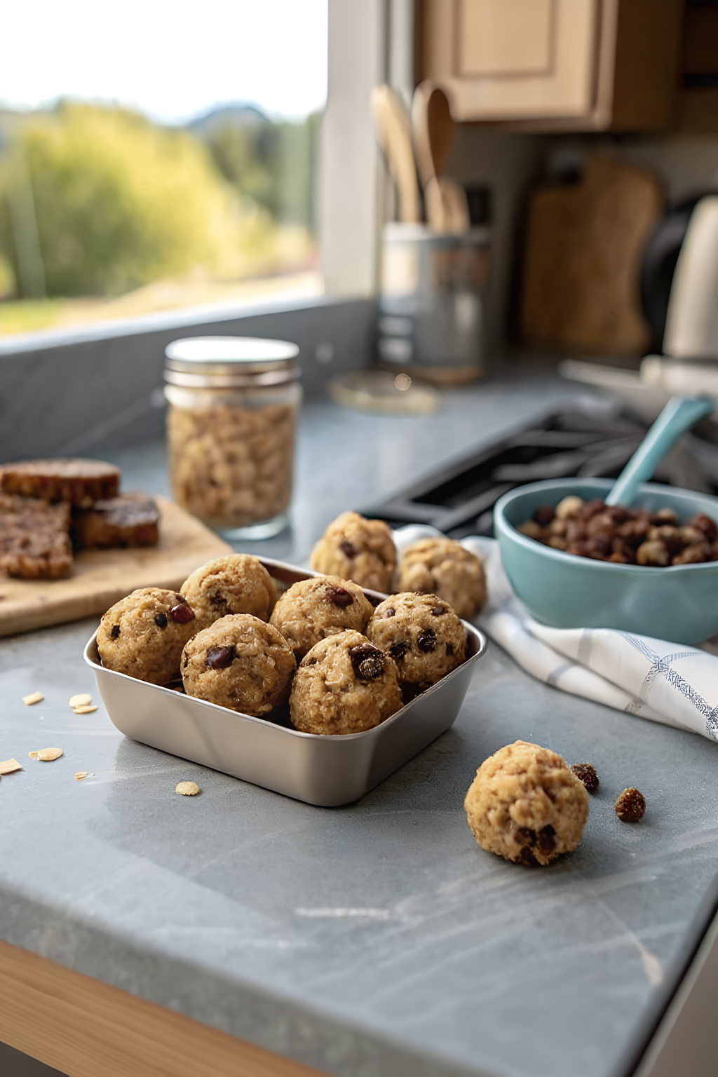 Close view of finished road trip energy bites