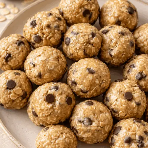 4 ingredient energy oatmeal balls on a plate