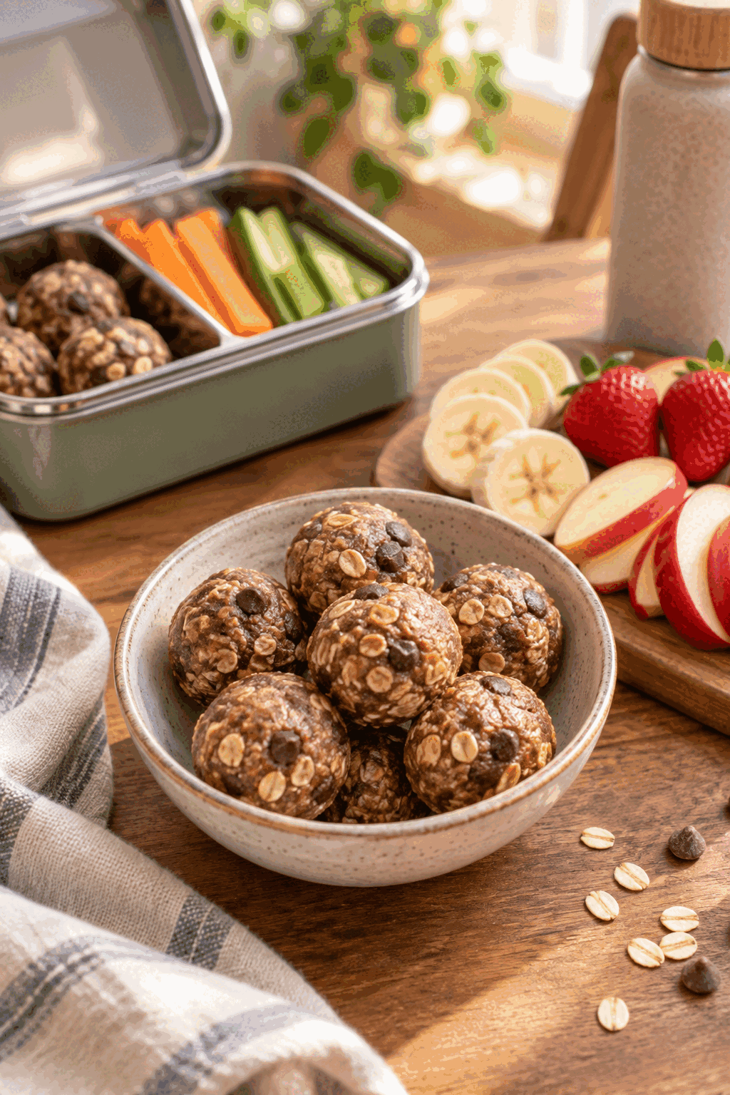 finished 4 ingredient energy oatmeal balls ready to serve