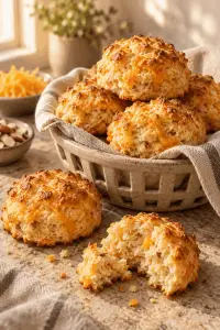 air fryer baked biscuits with cheddar