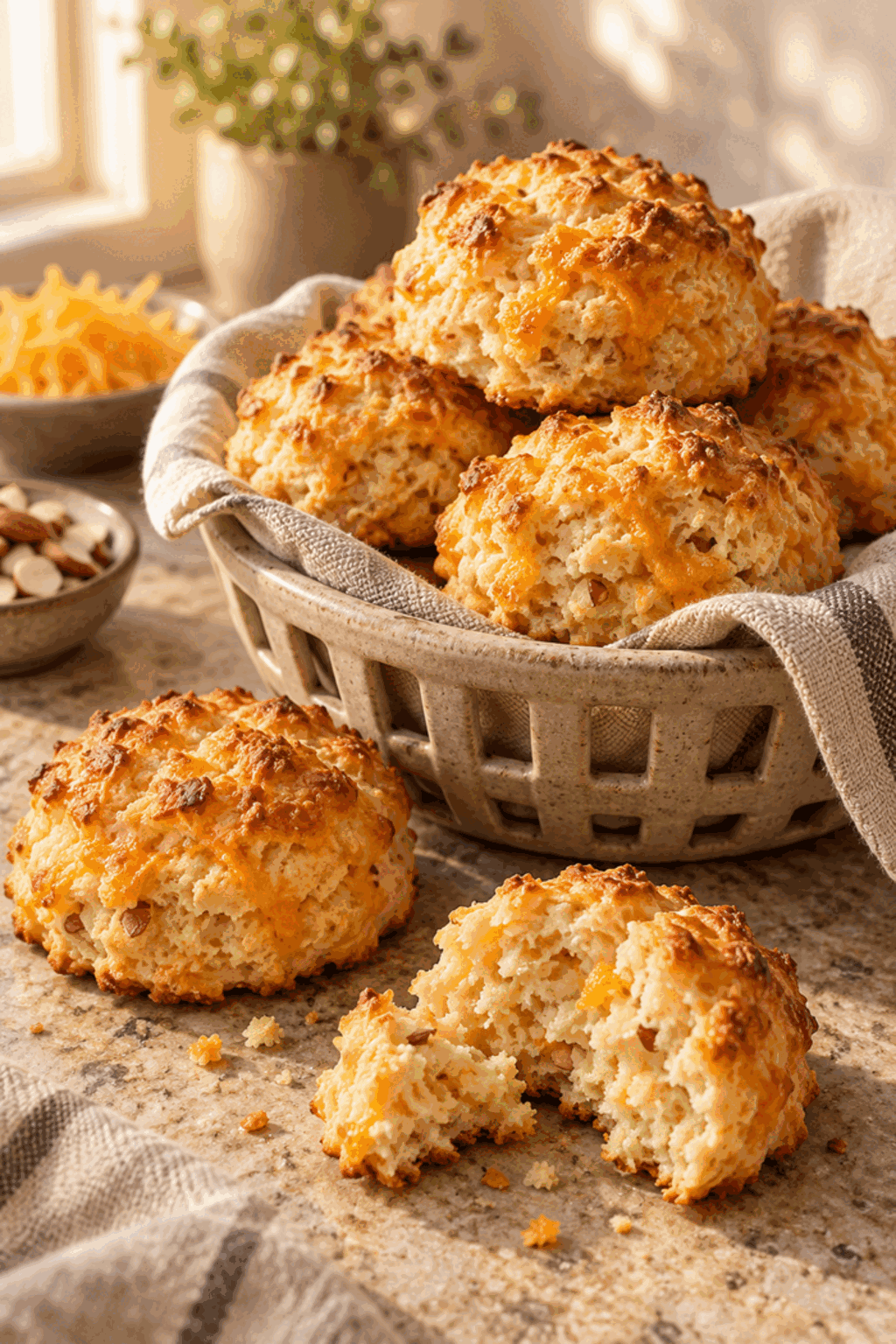air fryer baked biscuits with cheddar