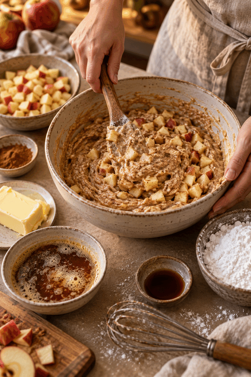 apple cake with browned butter frosting process