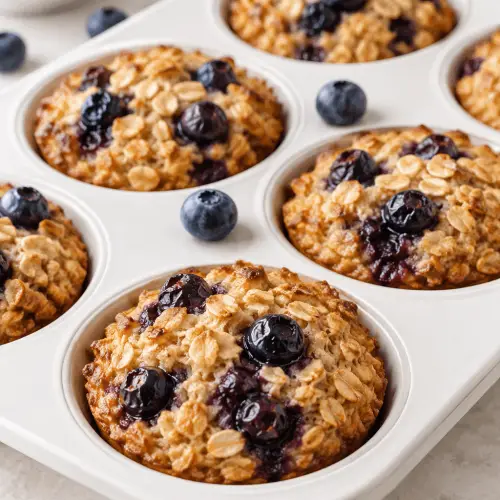 Baked blueberry oatmeal cups
