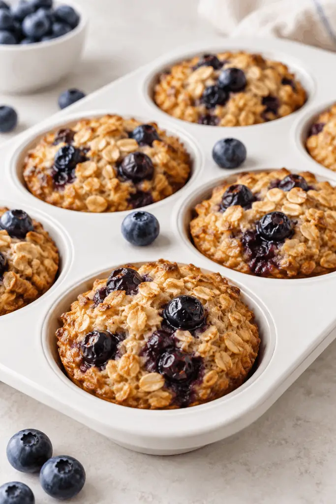 Baked blueberry oatmeal cups