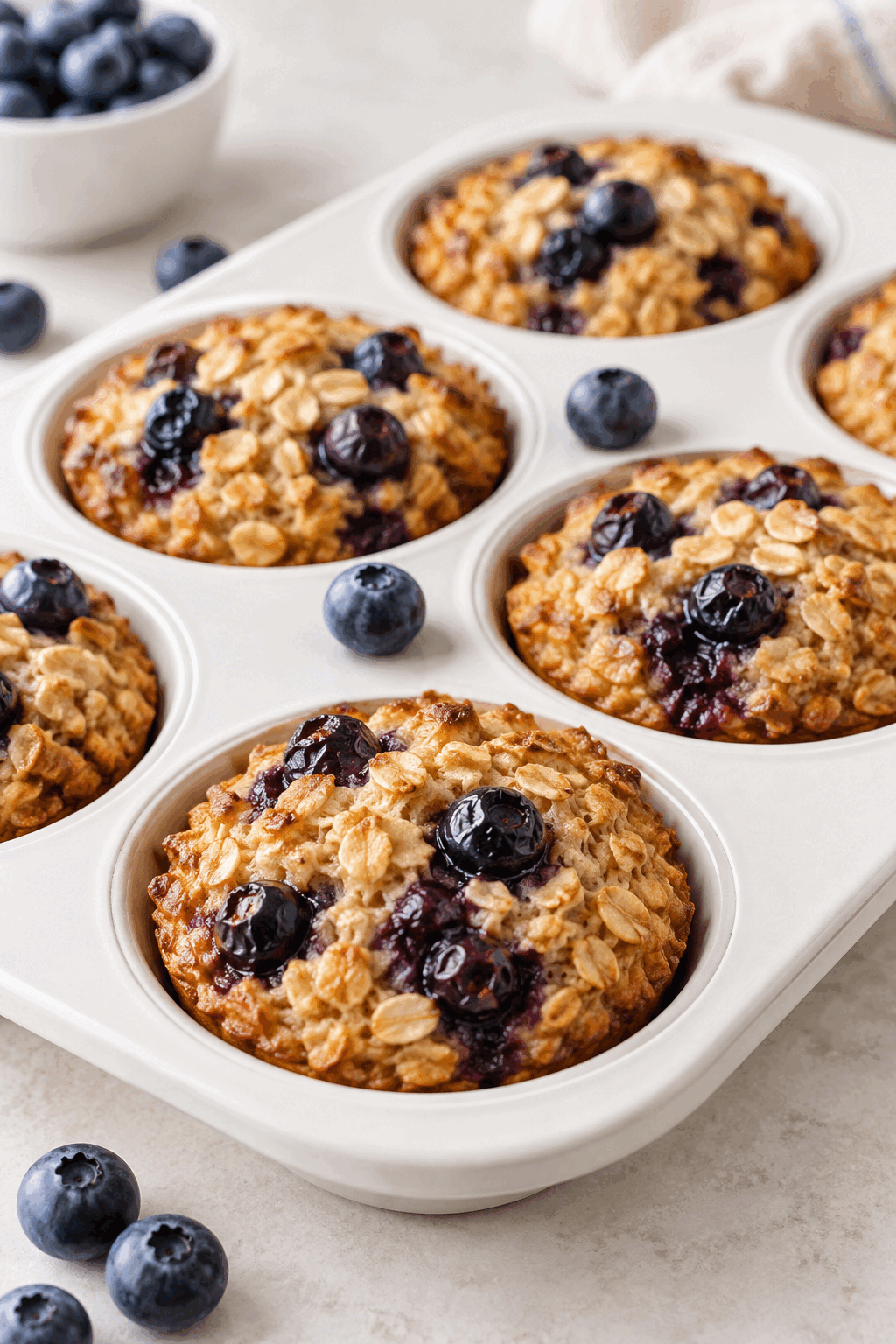 Baked blueberry oatmeal cups