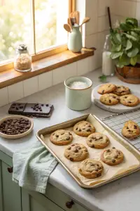 bakery style chocolate chip cookies finished dish
