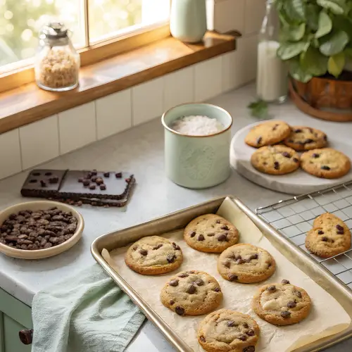 bakery style chocolate chip cookies finished dish