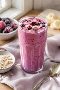 Finished berry oat breakfast smoothie