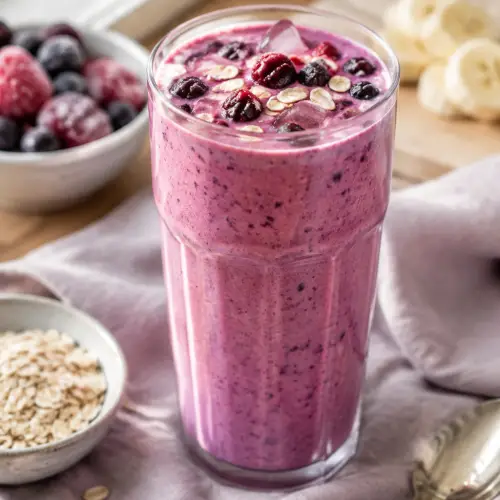 Finished berry oat breakfast smoothie
