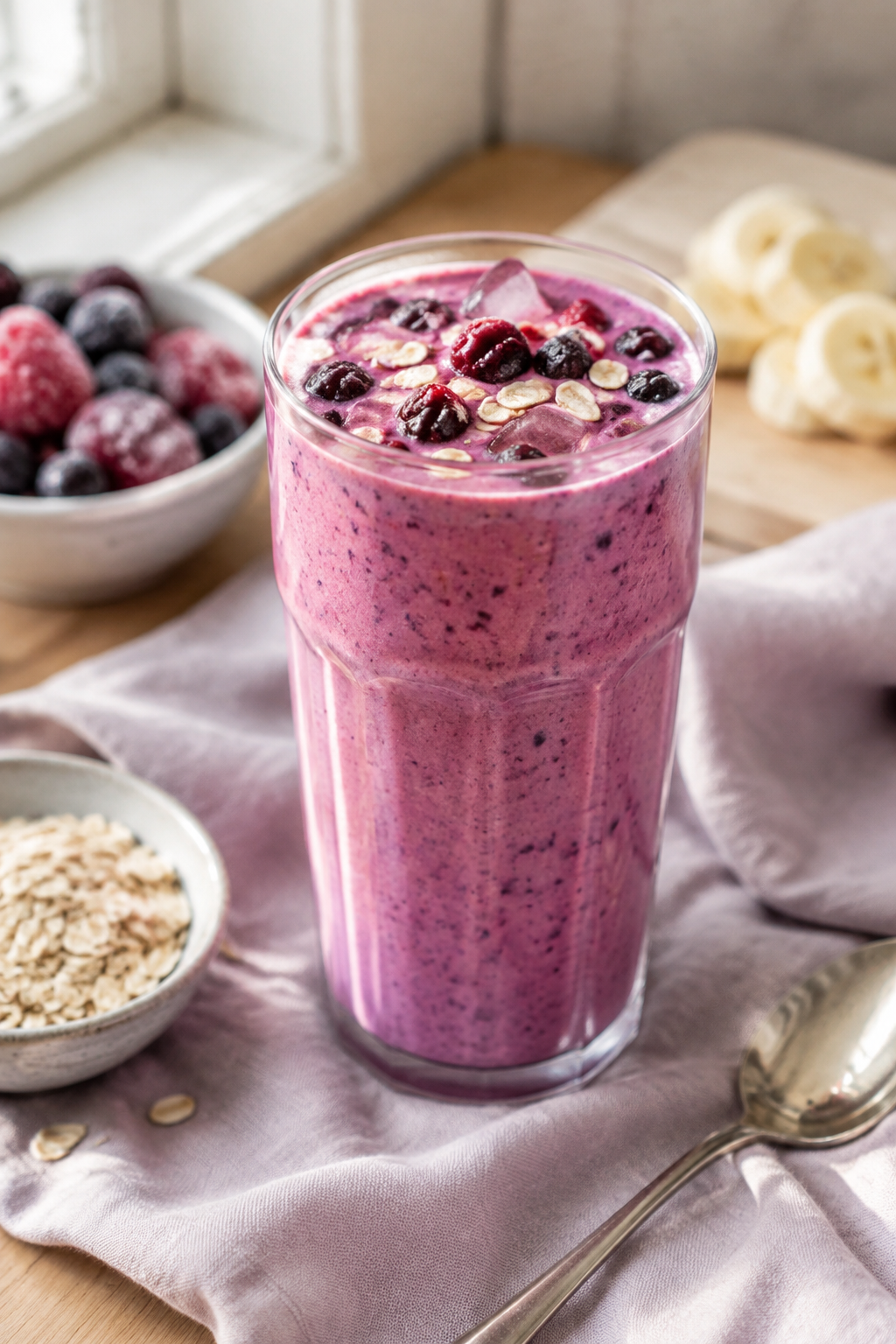 Finished berry oat breakfast smoothie