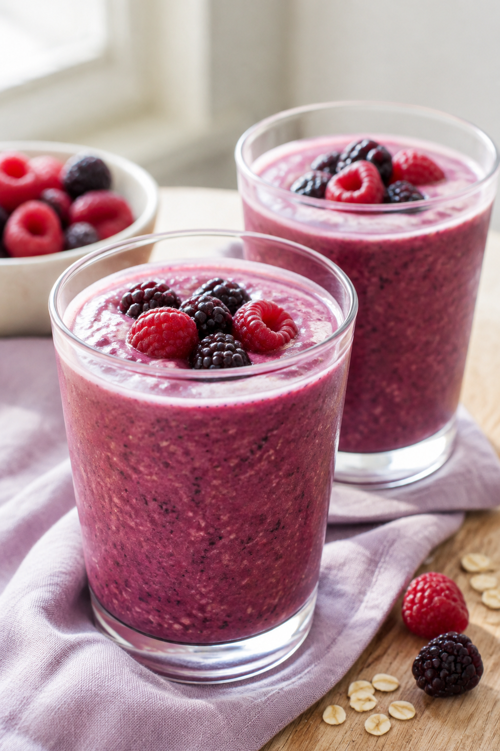 Finished berry oat breakfast smoothie