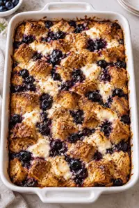 blueberry cream cheese french toast casserole finished dish