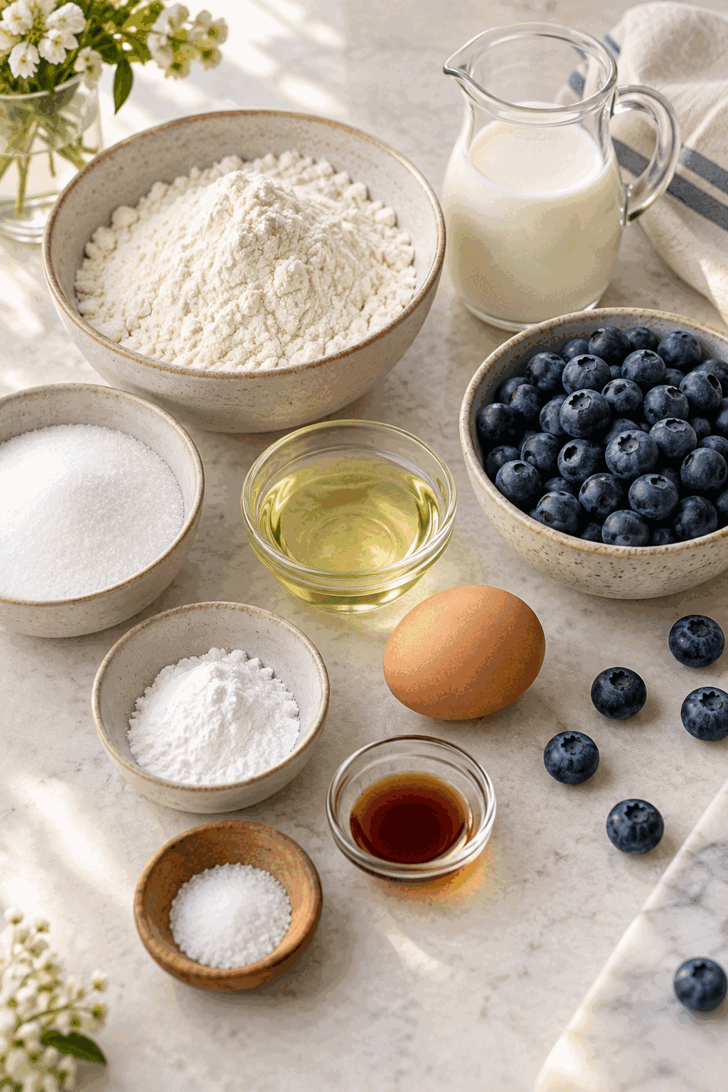 Ingredients for blueberry muffins