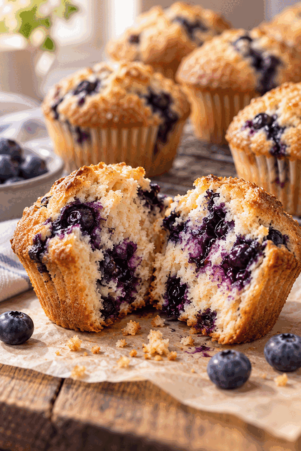Fresh blueberry muffins ready to serve