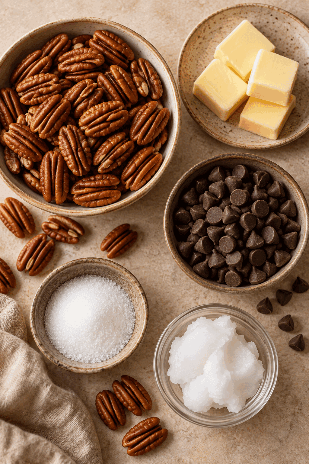 Ingredients for chocolate covered pecans