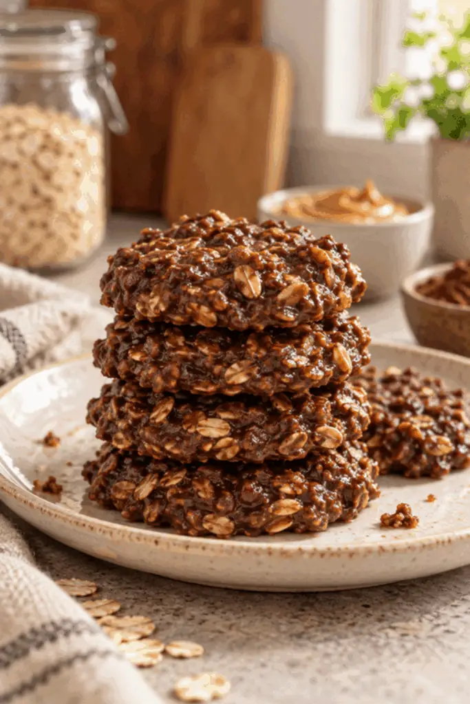 Chocolate peanut butter no bake cookies