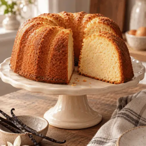 classic pound cake with golden crust