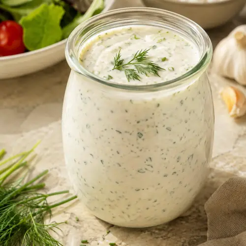 cottage cheese ranch dressing finished and ready to serve