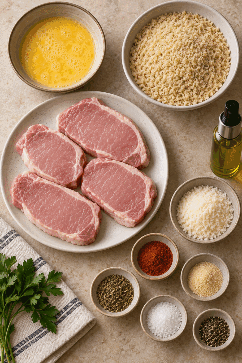 crispy air fryer parmesan crusted pork chops ingredients
