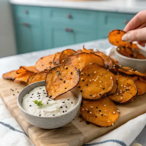 sweet potato everything bagel chips finished dish