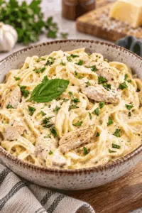 Crock pot chicken alfredo with Parmesan sauce