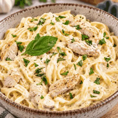 Crock pot chicken alfredo with Parmesan sauce