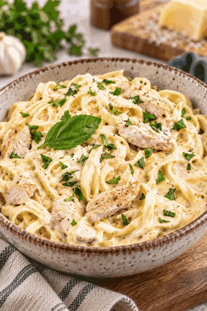 Crock pot chicken alfredo with Parmesan sauce