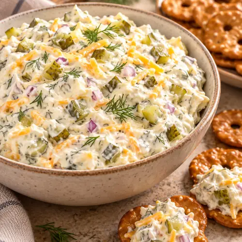 dill pickle dip in a serving bowl
