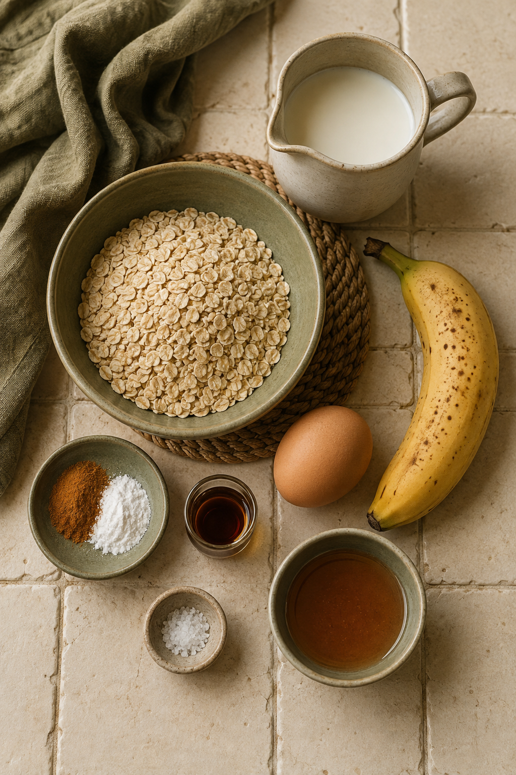 Ingredients arranged for easy baked oats