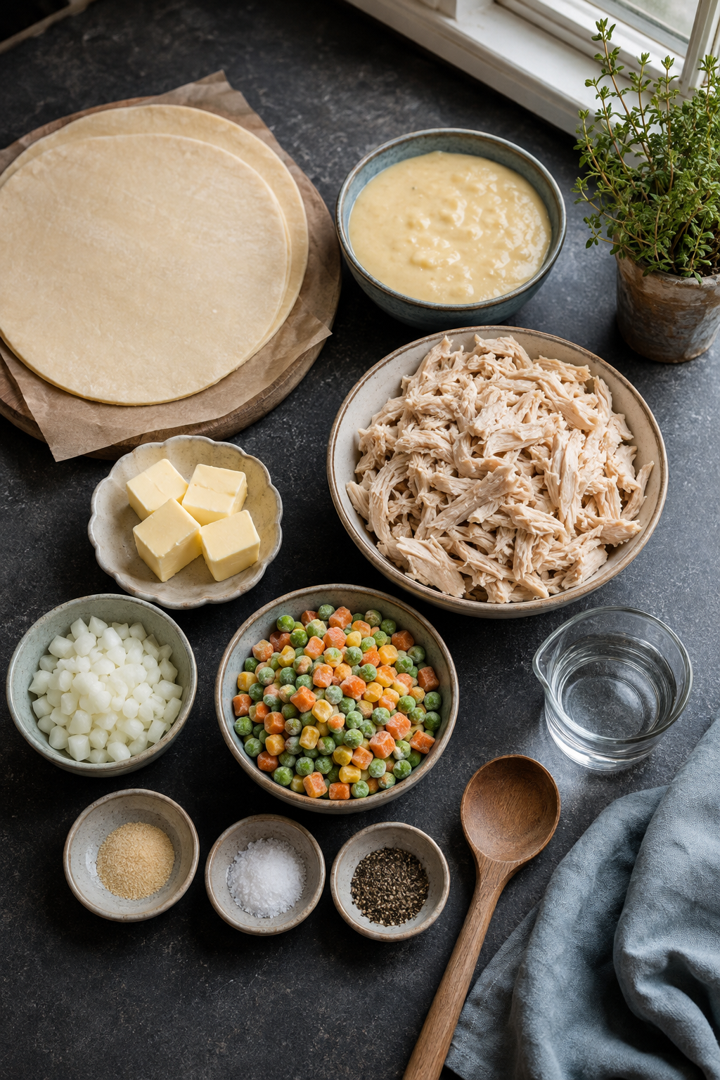 Ingredients for easy chicken pot pie