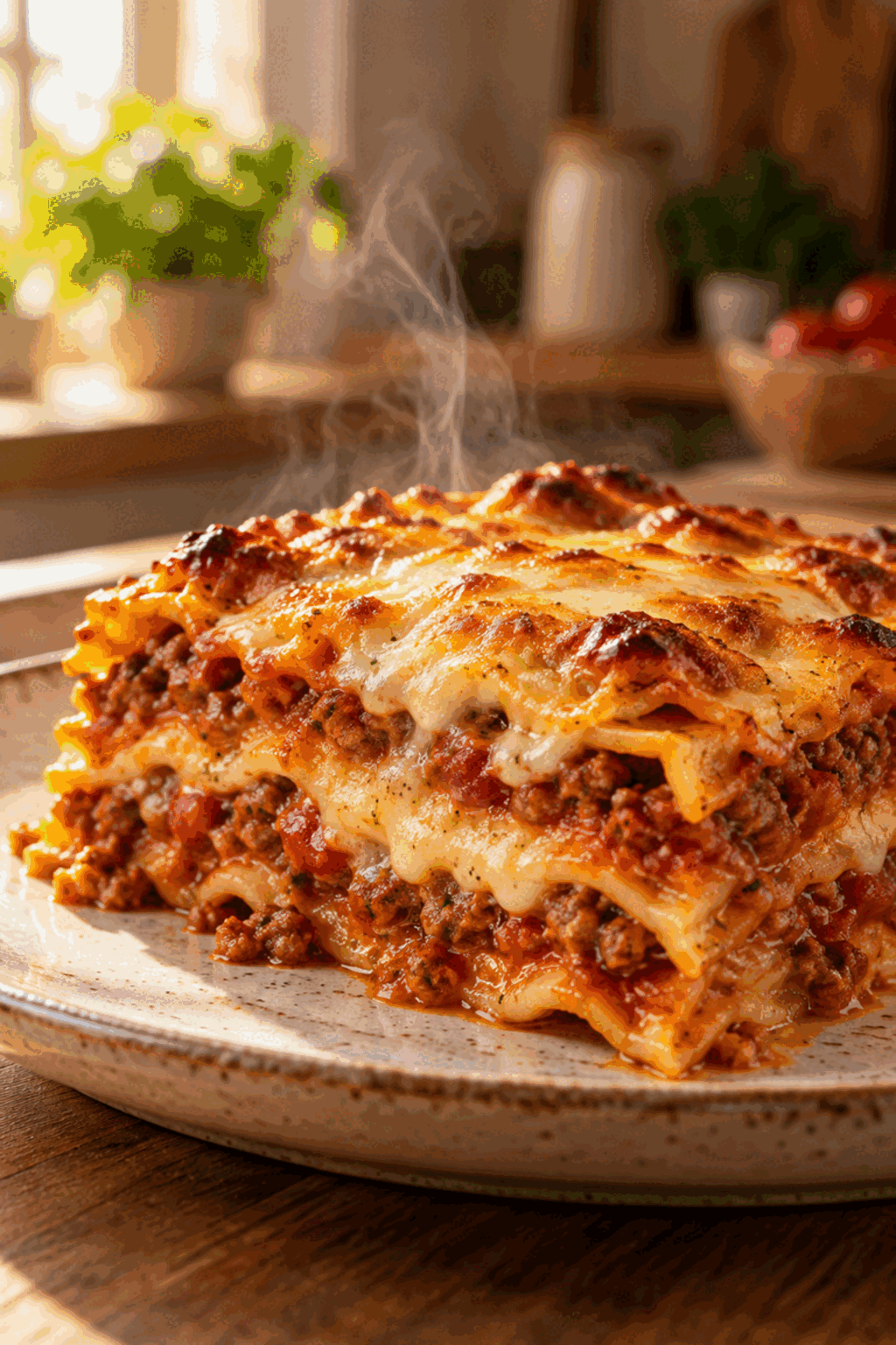 slice of homemade easy lasagna