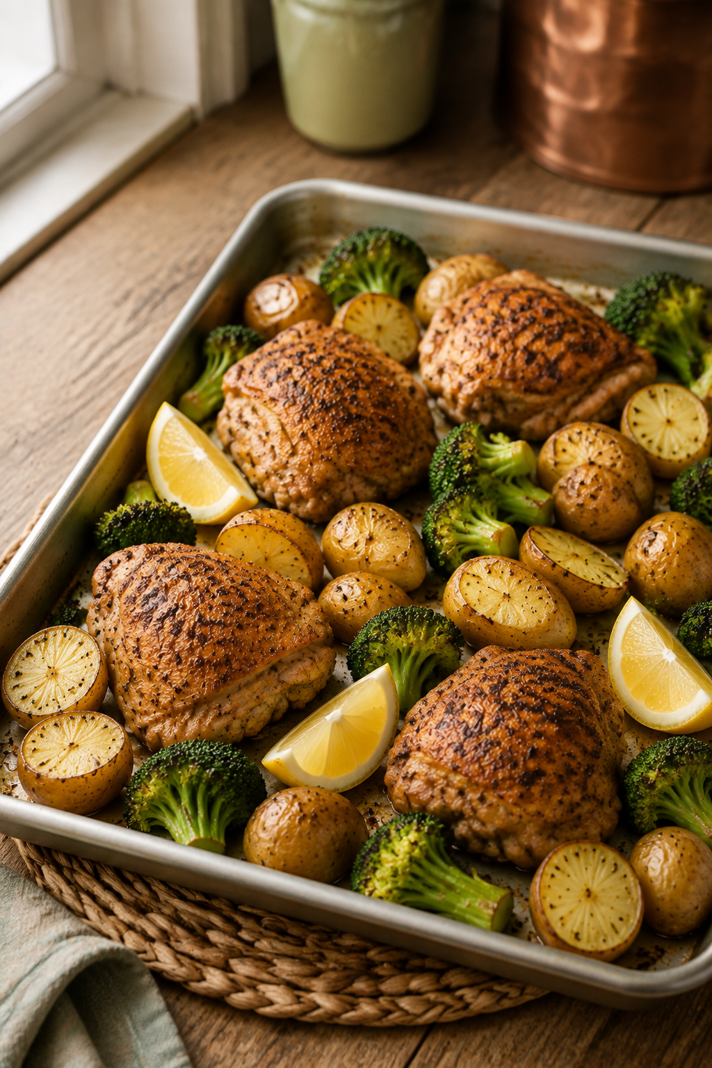 easy sheet pan chicken dinner served with a polished finish