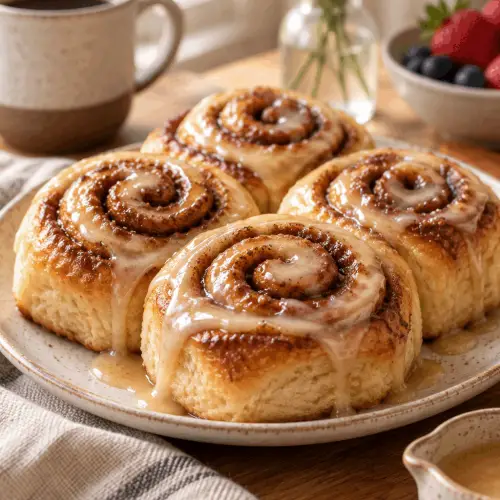 vegan cinnamon rolls with maple glaze