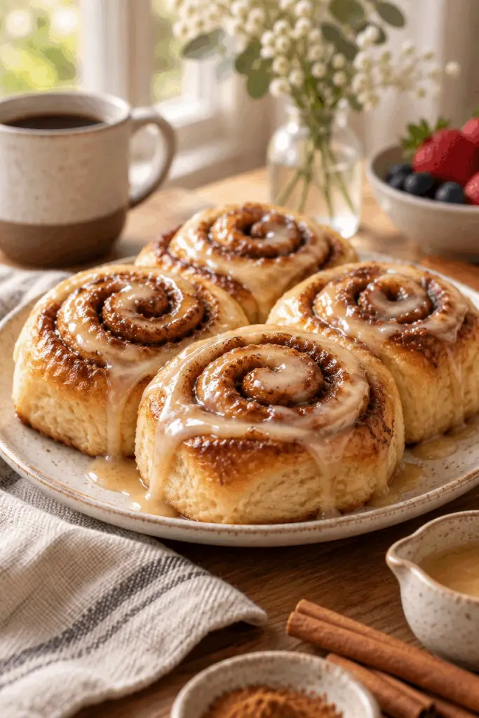 vegan cinnamon rolls with maple glaze