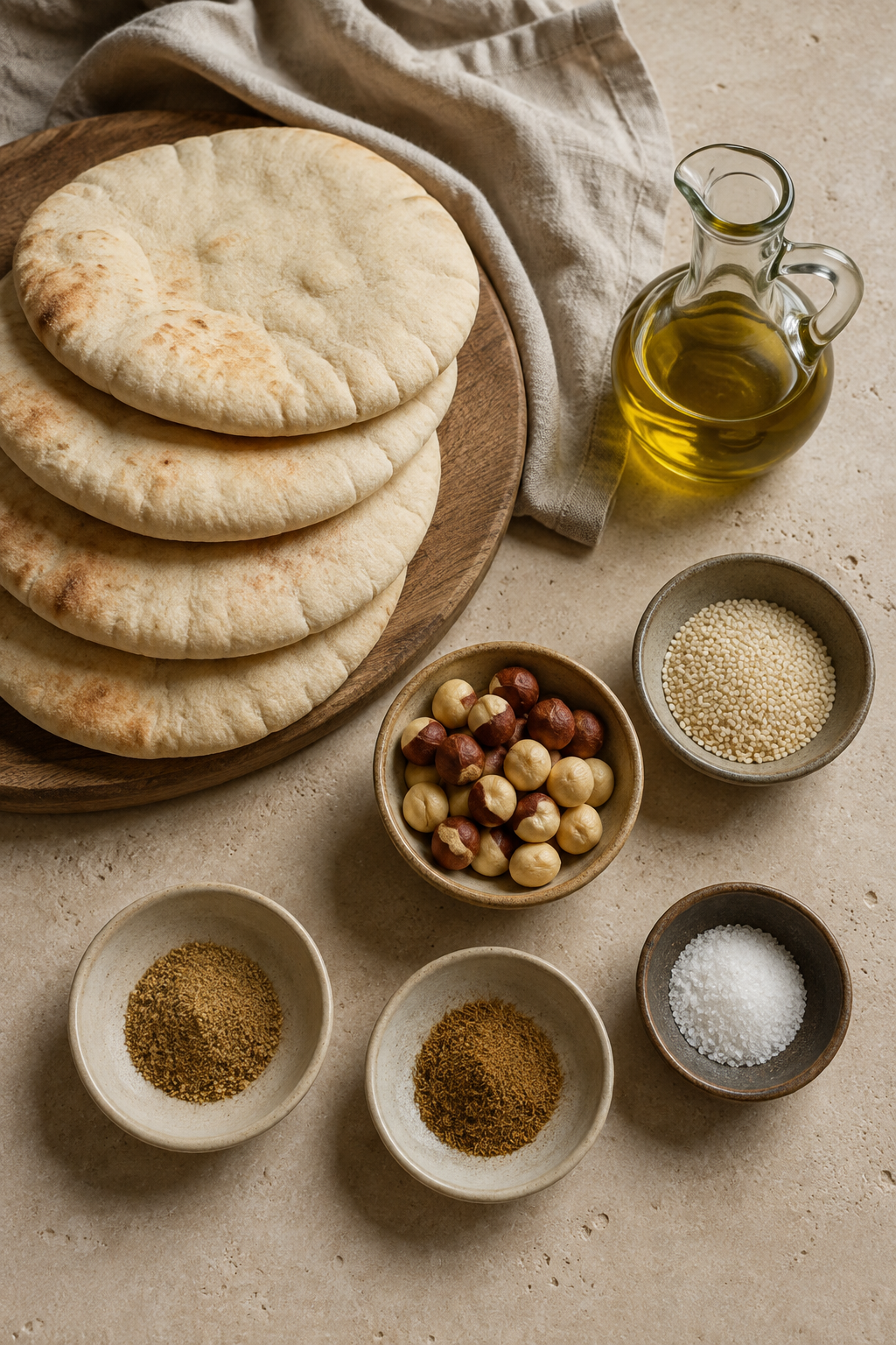Ingredients for Egyptian dukkah pita chips