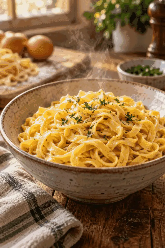 A bowl of homemade egg noodles