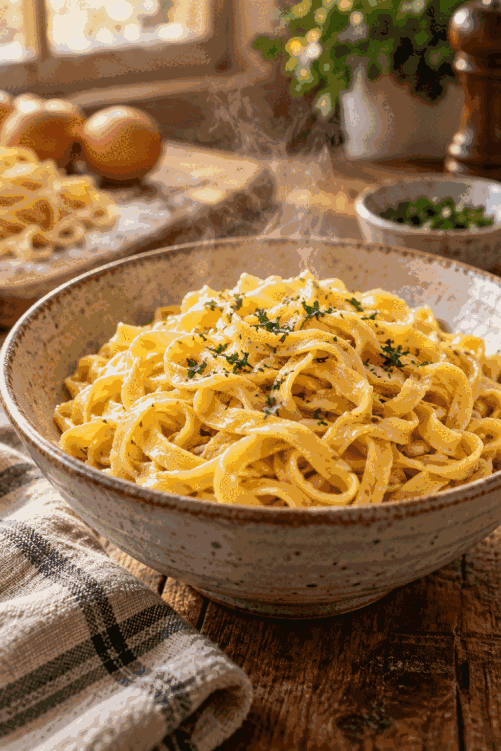 A bowl of homemade egg noodles