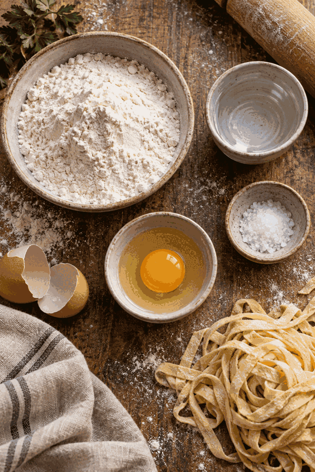 Ingredients for homemade egg noodles