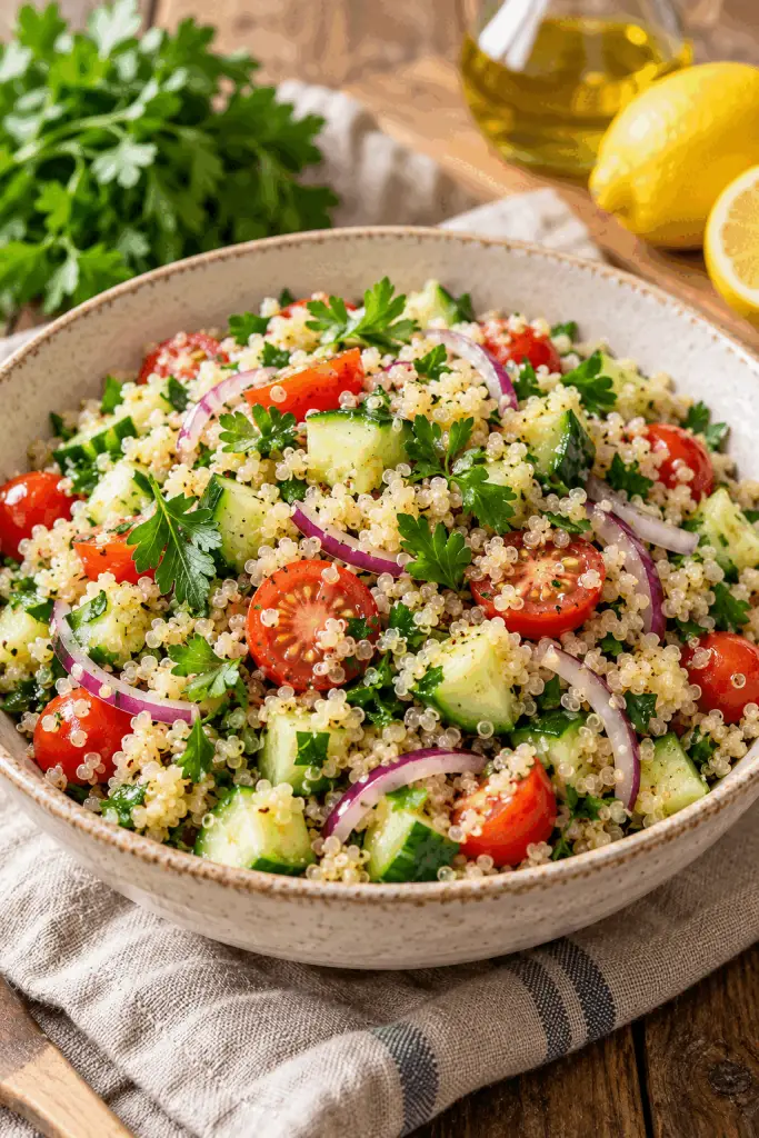 quinoa salad with cucumber and tomatoes