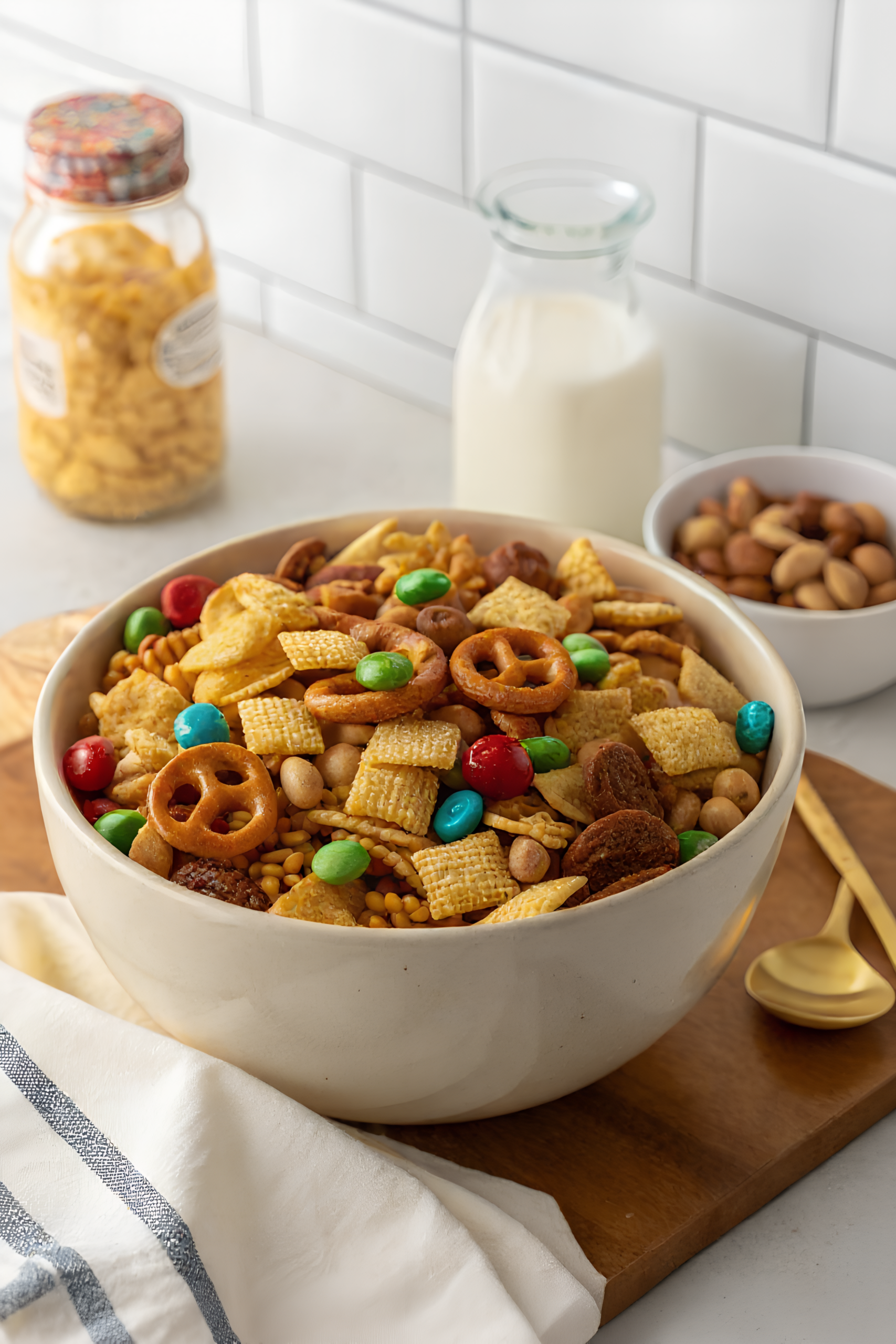 Finished frito snack mix in the reserved kitchen scene